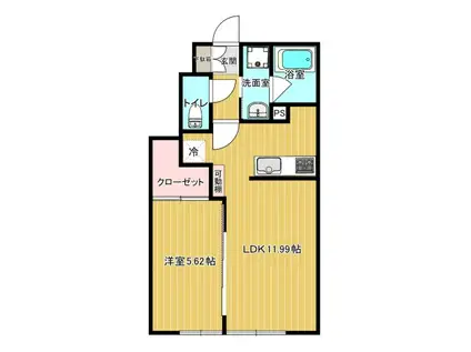 JERICHO B(1LDK/1階)の間取り写真