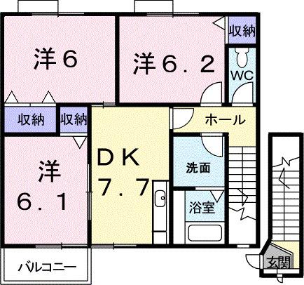 エメラルド牟礼B(3DK/2階)の間取り写真
