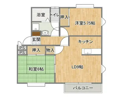 クレイドールA(2LDK/1階)の間取り写真