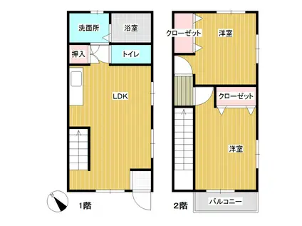 ドエル乙戸南(2LDK/1階)の間取り写真