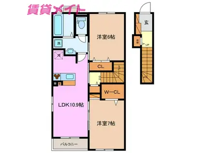 ヴィットーリア I(2LDK/2階)の間取り写真