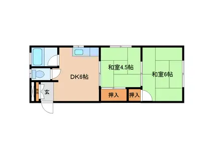 ポルトヴェネレ(2DK/1階)の間取り写真