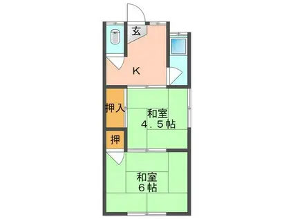 ことぶき荘A B C棟(2K/2階)の間取り写真