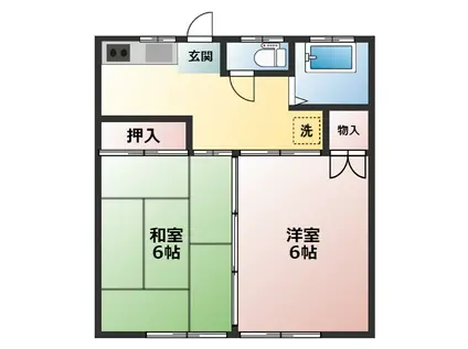 クレセント桑野(2DK/1階)の間取り写真