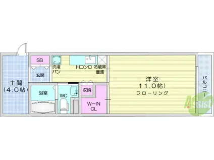 みゆきハウス中島丁(1K/4階)の間取り写真