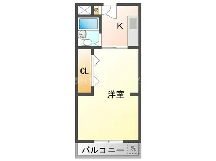 シャトー森岡(1K/3階)の間取り写真