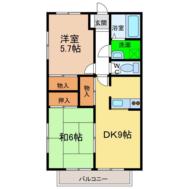 リバーサイド幸泉(2DK/2階)の間取り写真