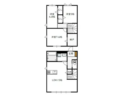 FRIEDENフリーデン(3LDK/1階)の間取り写真