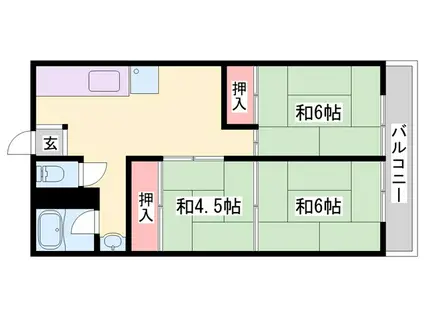 コーポカミカワ(3LDK/1階)の間取り写真