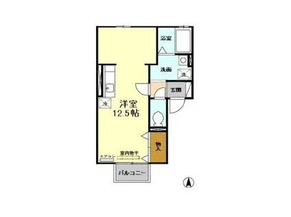 セジュールブリエ(ワンルーム/1階)の間取り写真