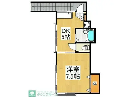 第七泉荘(1DK/2階)の間取り写真