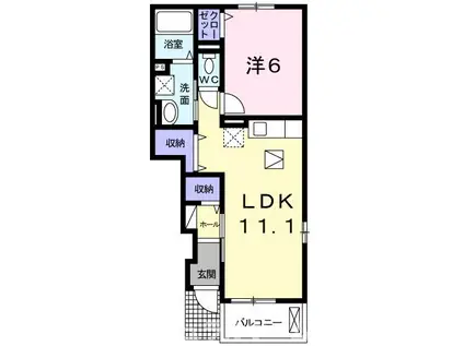 イースト・SIDE 弐番館(1LDK/1階)の間取り写真