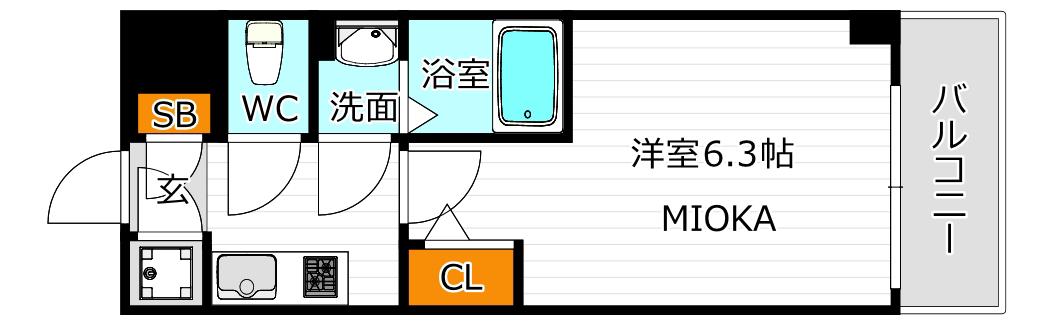 エスリードレジデンス大阪天王寺(1K/5階)の間取り写真