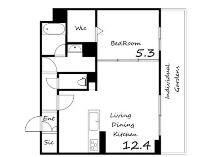 エクセレントガーデンヒルズ(1LDK/1階)の間取り写真