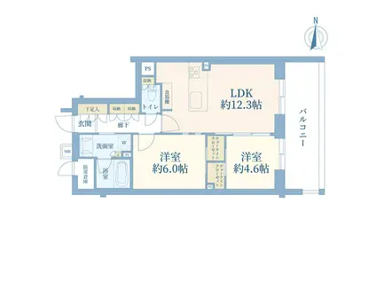 コディア八幡山(2LDK/6階)の間取り写真