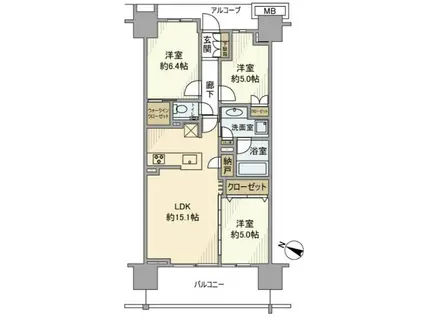 プラウド浦和高砂マークス(3LDK/7階)の間取り写真