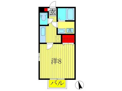 クロスクローバーII(1K/2階)の間取り写真