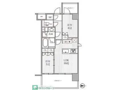 シーズンフラッツ木場(2LDK/3階)の間取り写真