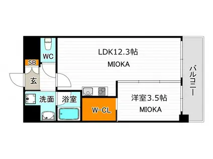 グレイス 阿倍野松崎(1LDK/8階)の間取り写真