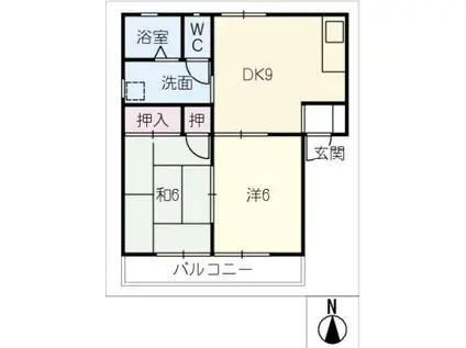 イーグルハイツ(2DK/1階)の間取り写真