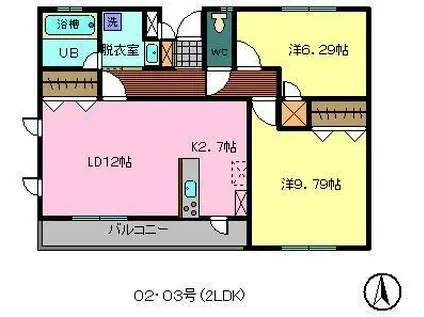 プールトゥ ジュール(2LDK/2階)の間取り写真