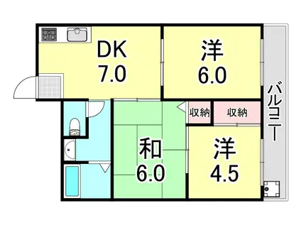 上祗園ハイツ(3DK/2階)の間取り写真