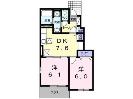 J-WISH II(2DK/1階)の間取り写真