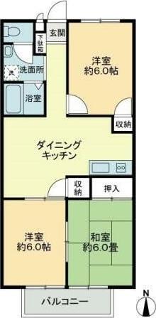 フォブール上里(3DK/2階)の間取り写真