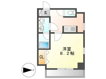 カーサ千種 A(1K/4階)の間取り写真