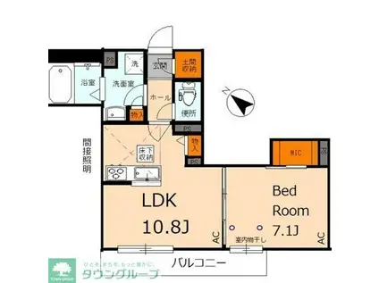 VERFORET(1LDK/1階)の間取り写真