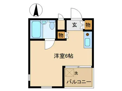 トクワI(ワンルーム/2階)の間取り写真