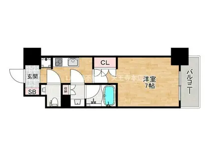 ザ・パークハビオ阿倍野昭和町(1K/3階)の間取り写真