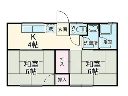 むら山荘(2K/2階)の間取り写真