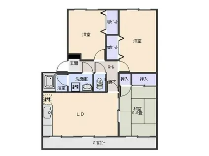 WINDOM実相寺(3LDK/3階)の間取り写真