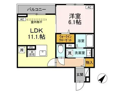 アセット-コート曙町(1LDK/3階)の間取り写真