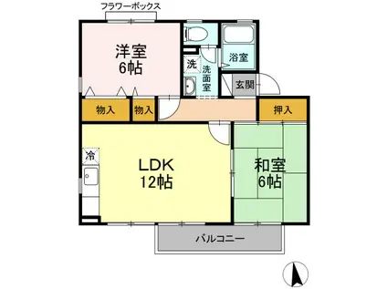 メルベーユ葛木B(2LDK/2階)の間取り写真