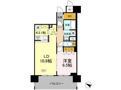 リーラ横浜川和町(1LDK/9階)の間取り写真