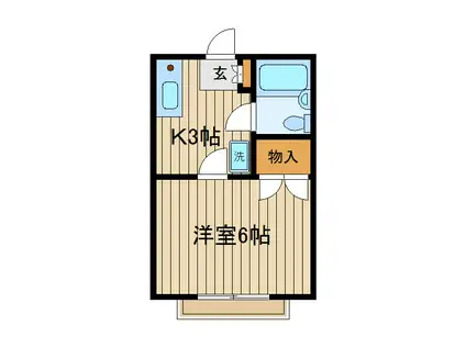 ウィング(1K/2階)の間取り写真