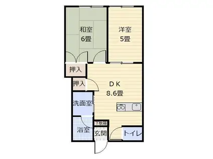 ロウセント(2DK/1階)の間取り写真