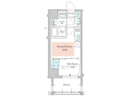 アーバネックス深川木場(1DK/4階)の間取り写真