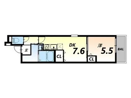 フジパレス西立花II番館(1DK/3階)の間取り写真