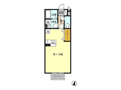 ドリームヒルズ・エフ(ワンルーム/2階)の間取り写真