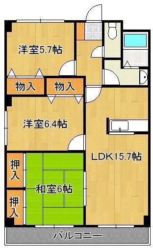 グラフキッズ企救丘(3LDK/2階)の間取り写真