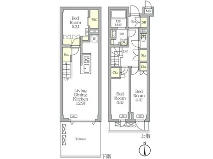アジールコート都立大学(3LDK/1階)の間取り写真