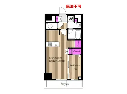 築2年 リヴシティ初台 1LDK FD(1LDK/6階)の間取り写真
