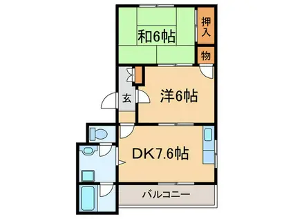 シャイン3(2DK/3階)の間取り写真