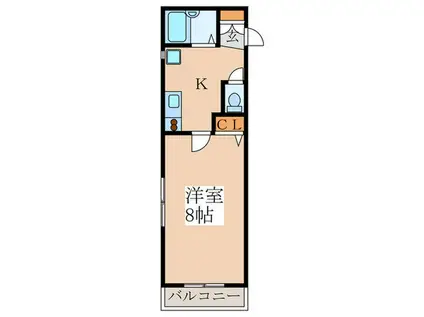 ベリーコート(1K/2階)の間取り写真