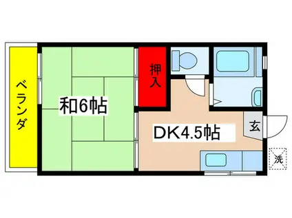 ハイツ藤(1DK/2階)の間取り写真