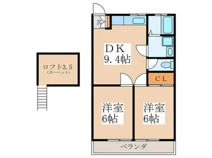 グリーンキャピタルT(2DK/2階)の間取り写真