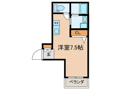 ベイコート(ワンルーム/4階)の間取り写真